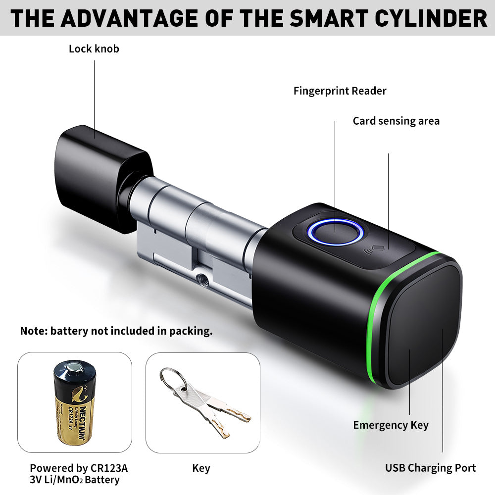 Smart Cylinder Fingerprint Black