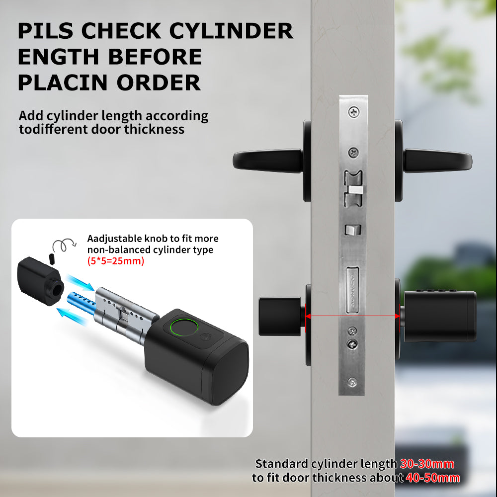 Smart Cylinder Fingerprint & Keypad Black