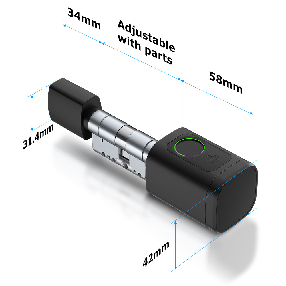 Smart Cylinder Fingerprint & Keypad Black