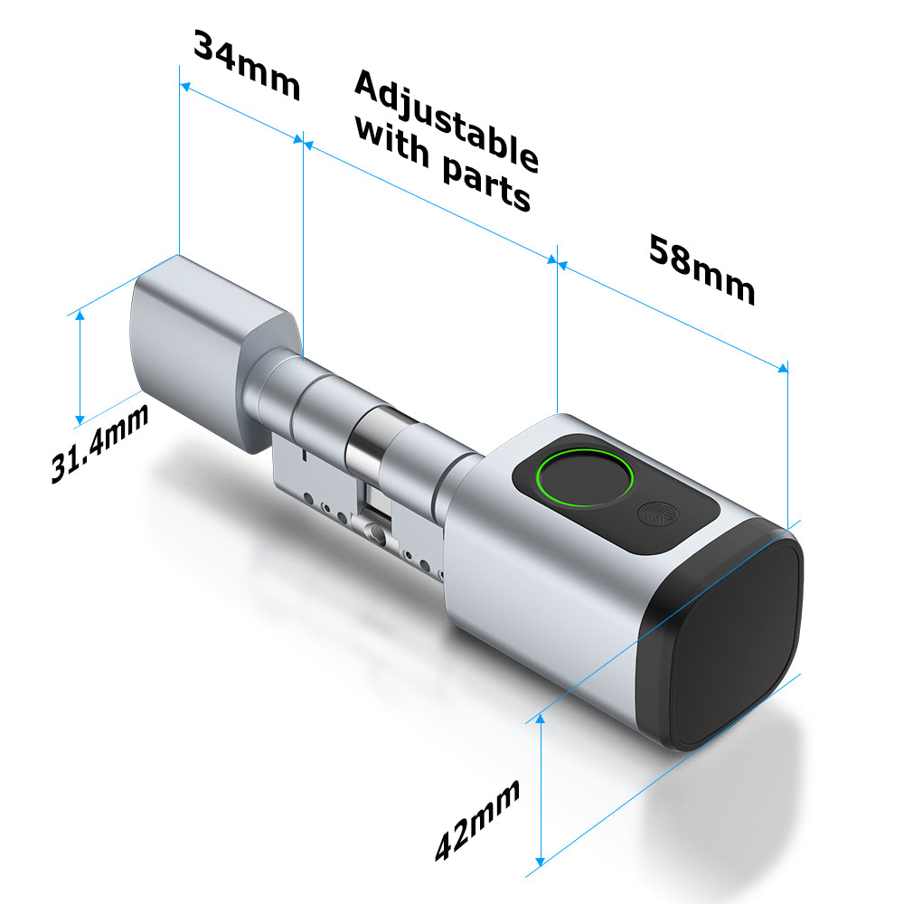 Smart Cylinder Fingerprint & Keypad Silver